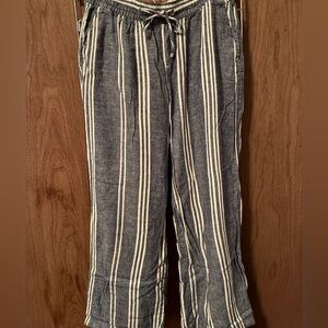 Old Navy Linen-Blend Wide-Leg Striped Pants